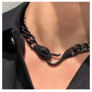 Trendy Snake-Shaped Alloy Link Chain Necklace for Women - Stylish Charm Jewelry for Party Occasions