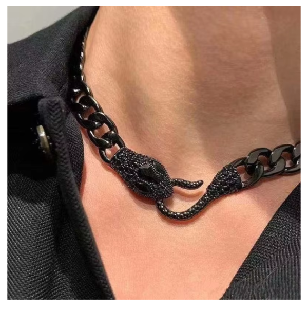 Simple Vintage Exaggerated Snake-Shaped Necklace Women Fashionable Link Chain Stainless Steel Jewelry Trendy Style Personalities