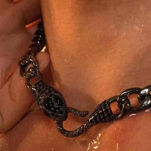 Simple Vintage Exaggerated Snake-Shaped Necklace Women Fashionable Link Chain Stainless Steel Jewelry Trendy Style Personalities