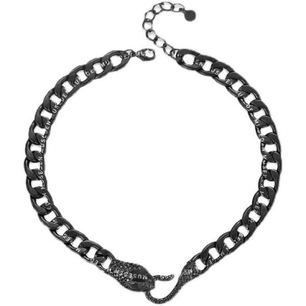 Simple Vintage Exaggerated Snake-Shaped Necklace Women Fashionable Link Chain Stainless Steel Jewelry Trendy Style Personalities