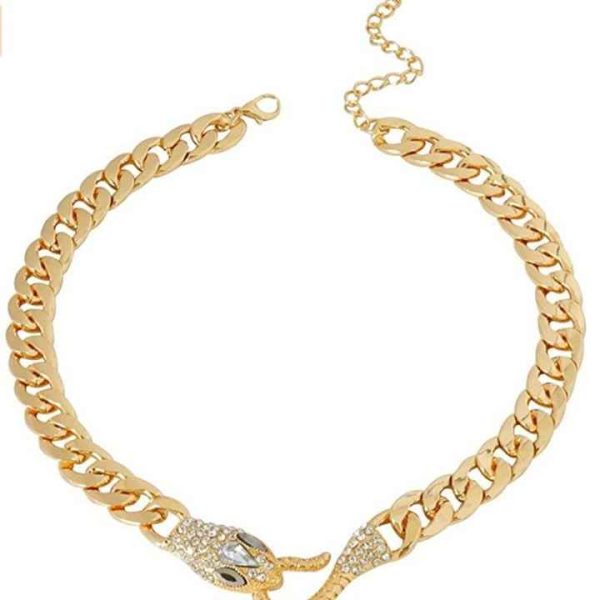 Simple Vintage Exaggerated Snake-Shaped Necklace Women Fashionable Link Chain Stainless Steel Jewelry Trendy Style Personalities