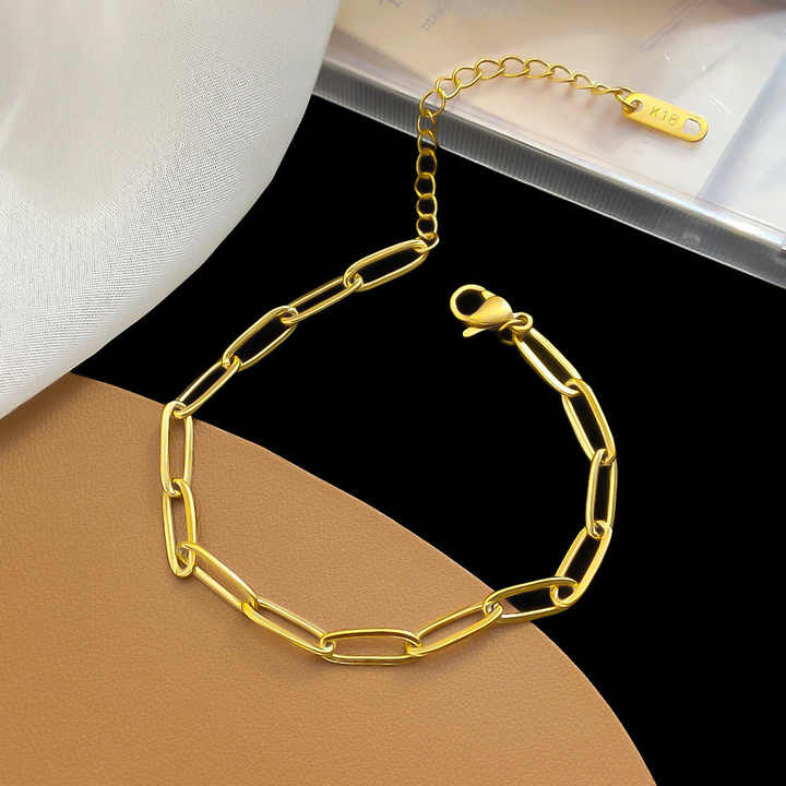 FY Fashion Jewelry Necklace Chains Stainless Steel Gold Plated Paper Pin Clip Chain Necklace Bracelet for Women Men