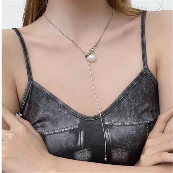 Long Chain Necklaces for Women Girls Pearl Adjustable Fashion Jewelry Necklace Accessories