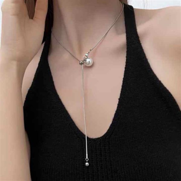 Long Chain Necklaces for Women Girls Pearl Adjustable Fashion Jewelry Necklace Accessories
