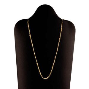 Neo-Gothic Brass Link Chain Necklace 16+2 Inches 18k Gold Plated Unisex Jewelry for Men and Women