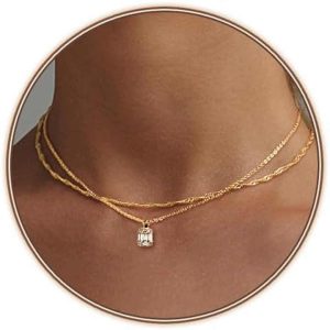 Trendy Gold Plated Brass Link Chain Necklace with Zircon Pendant Statement Jewelry for Women and Men