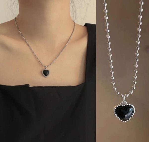 Fashion Black Love Pendant Necklace Female Simple Personality Girls Collarbone Chain Choker Jewelry Wholesale