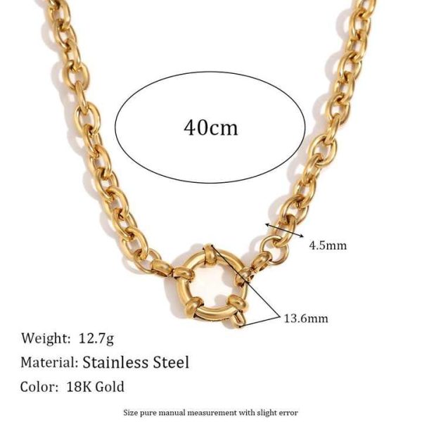 Fashion Jewelry Vintage Gold Plated Link Chain Necklace Stylish Stainless Steel Choker for Men Women for Wedding Party Gift