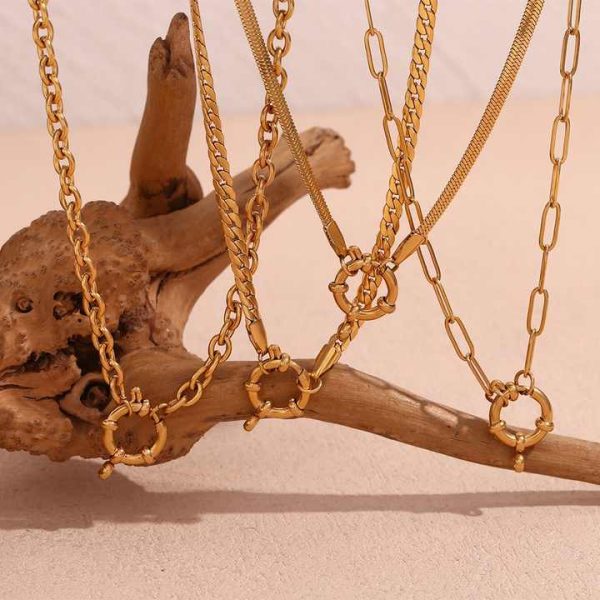 Fashion Jewelry Vintage Gold Plated Link Chain Necklace Stylish Stainless Steel Choker for Men Women for Wedding Party Gift