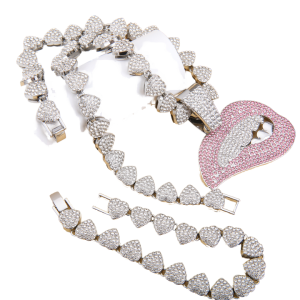 Hip Hop Style Cuban Link Chain Necklace - Customizable Alloy Jewelry with Rhinestones for Men and Women