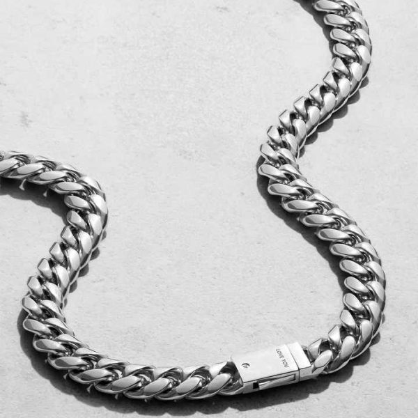 Customized Hip Hop Women's Cuban Link Chain Necklace Stainless Steel Fashion Jewelry Waterproof Heat-resistant Sweatproof