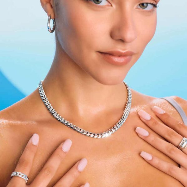 Customized Hip Hop Women's Cuban Link Chain Necklace Stainless Steel Fashion Jewelry Waterproof Heat-resistant Sweatproof