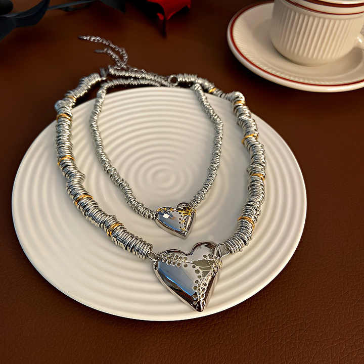 YW Fashion Heart Type Necklace Women's Short Collarbone Chains Jewelry Necklaces