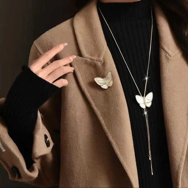 Fashion Two Ways to Wear Sweater Chain Butterfly Long Sweater Chain Jewelry for Women