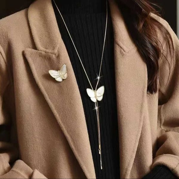 Fashion Two Ways to Wear Sweater Chain Butterfly Long Sweater Chain Jewelry for Women