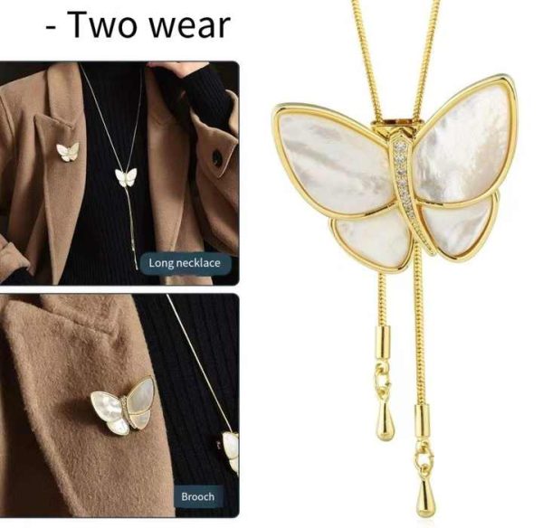 Fashion Two Ways to Wear Sweater Chain Butterfly Long Sweater Chain Jewelry for Women