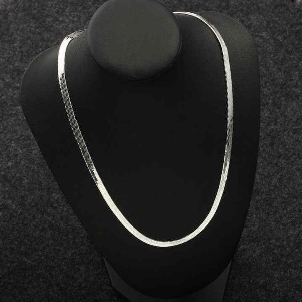 Fashion Jewellery Women Choker Necklace Silver Flat Snake Chain Necklace