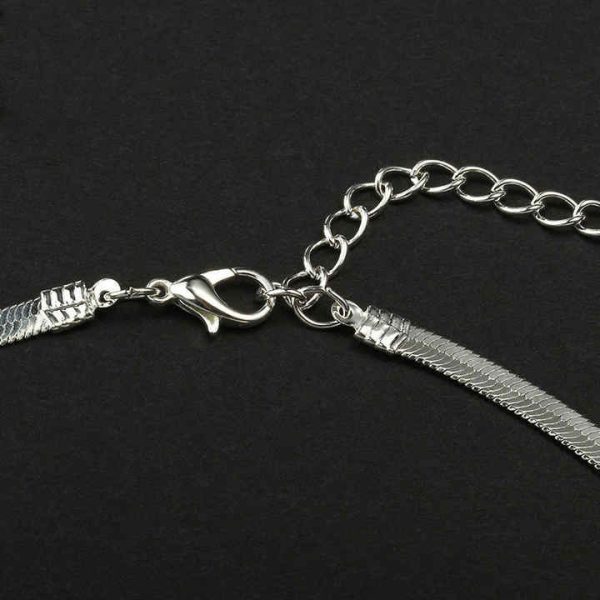 Fashion Jewellery Women Choker Necklace Silver Flat Snake Chain Necklace