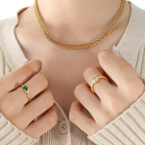 Wholesale Gold Supplier Fashion Necklace Stainless Steel 18K Gold Necklace Simple Design Statement Necklace for Women