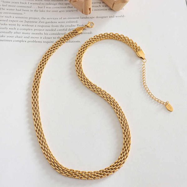 Wholesale Gold Supplier Fashion Necklace Stainless Steel 18K Gold Necklace Simple Design Statement Necklace for Women