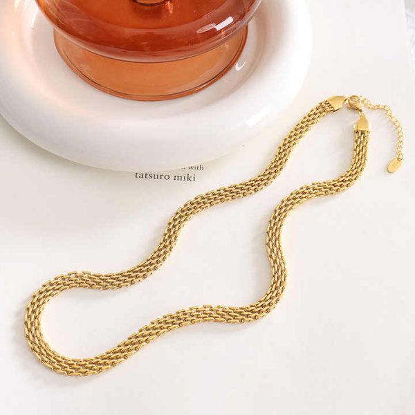 Wholesale Gold Supplier Fashion Necklace Stainless Steel 18K Gold Necklace Simple Design Statement Necklace for Women