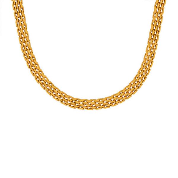Wholesale Gold Supplier Fashion Necklace Stainless Steel 18K Gold Necklace Simple Design Statement Necklace for Women