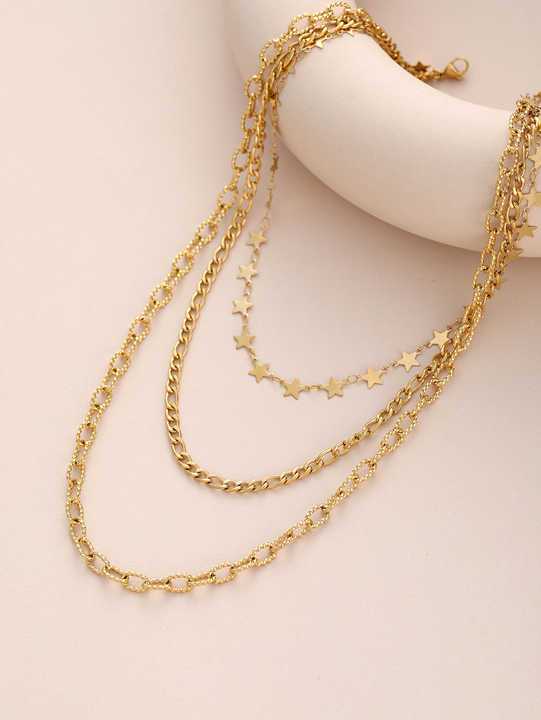 Silver and Gold Luxury Necklace for Women Punk Style Link Chain Stainless Steel Gold Plated Wholesale Accessory