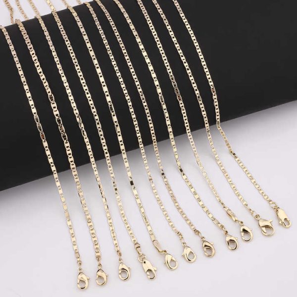Wholesale Fashion 14K Oro Laminado Cadena Necklace Gold Plate Figaro Chain Rope Twist Chain Hip Hop Cuban Chain for Women Men