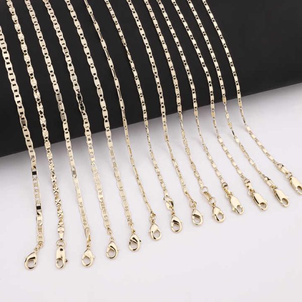 Wholesale Fashion 14K Oro Laminado Cadena Necklace Gold Plate Figaro Chain Rope Twist Chain Hip Hop Cuban Chain for Women Men