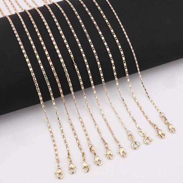 Wholesale Fashion 14K Oro Laminado Cadena Necklace Gold Plate Figaro Chain Rope Twist Chain Hip Hop Cuban Chain for Women Men