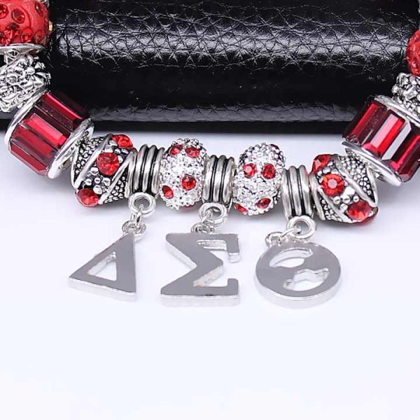 University Society Group Gift Red Big Hole Bead Greek DST Sign Elephant Fortitude Sorority Sigma Theta Bracelets Bangles