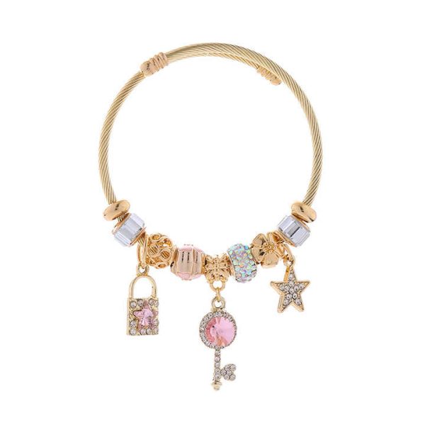 Vintage Gold Plated Bead Charm Bracelets DIY Shiny Crystal Bracelet Fashion Jewelry Bracelets