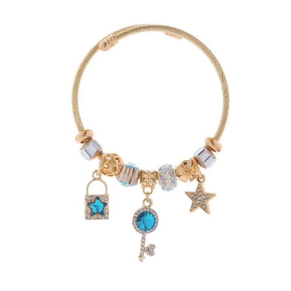 Vintage Gold Plated Bead Charm Bracelets DIY Shiny Crystal Bracelet Fashion Jewelry Bracelets