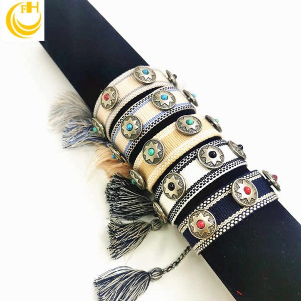 Handmade Fashion Charm Bracelets with Studs & Rivets Personalized Woven Bracelet for Men and Women