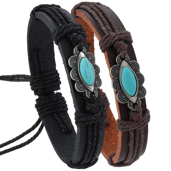 New Jewelry Simple Hand Woven Leather Bracelet with Adjustable Punk Style Bracelet for Wholesale N2410101
