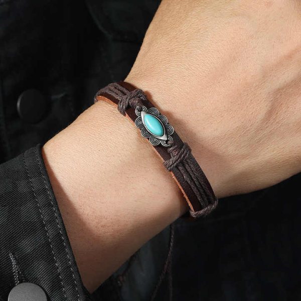 New Jewelry Simple Hand Woven Leather Bracelet with Adjustable Punk Style Bracelet for Wholesale N2410101