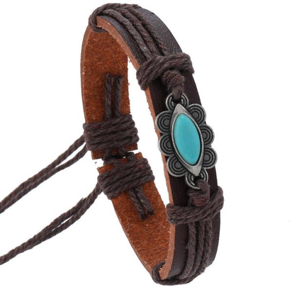 New Jewelry Simple Hand Woven Leather Bracelet with Adjustable Punk Style Bracelet for Wholesale N2410101