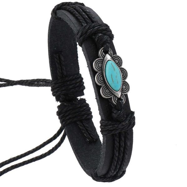 New Jewelry Simple Hand Woven Leather Bracelet with Adjustable Punk Style Bracelet for Wholesale N2410101