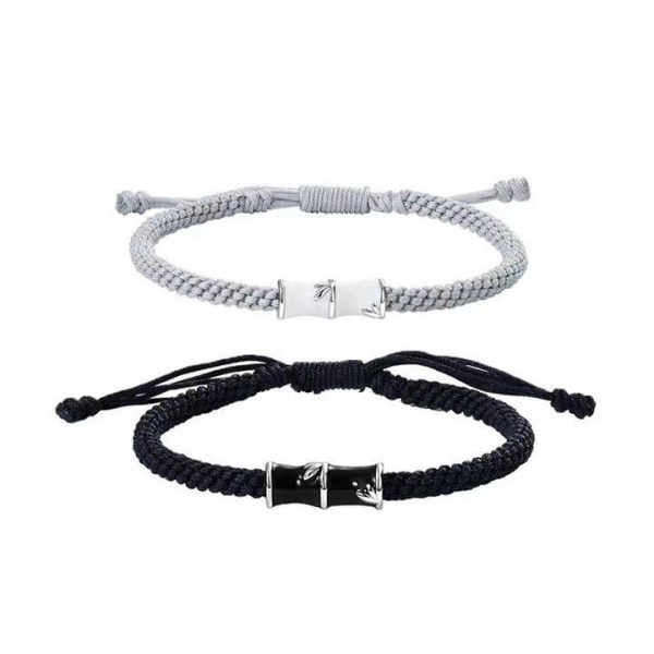 2PCS/SET New Fashion Trendy Girlfriend Bamboo Charm Zircon Bamboo Charm Bracelet Set