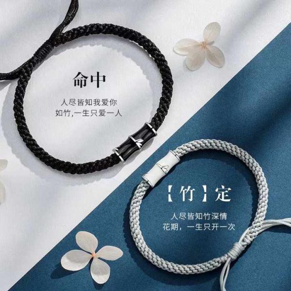 2PCS/SET New Fashion Trendy Girlfriend Bamboo Charm Zircon Bamboo Charm Bracelet Set
