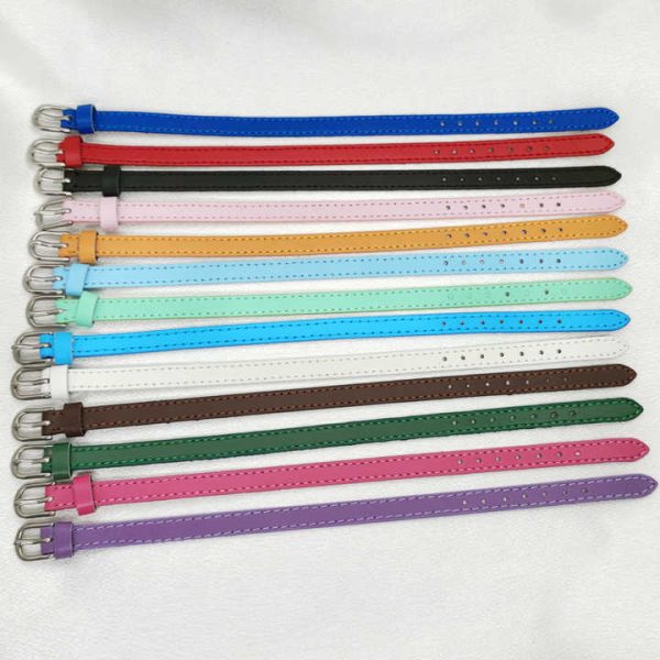 Fashion Genuine Real Leather Bracelet for Women Slide Letter Charms Wristband Jewelry Making DIY Pet Collar Keychain Women Gift