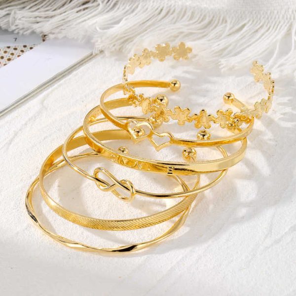 Women's Fashion Charm Bracelets Double Heart Bracelet Set with Adjustable Knot Gold Silver Plated Jewelry