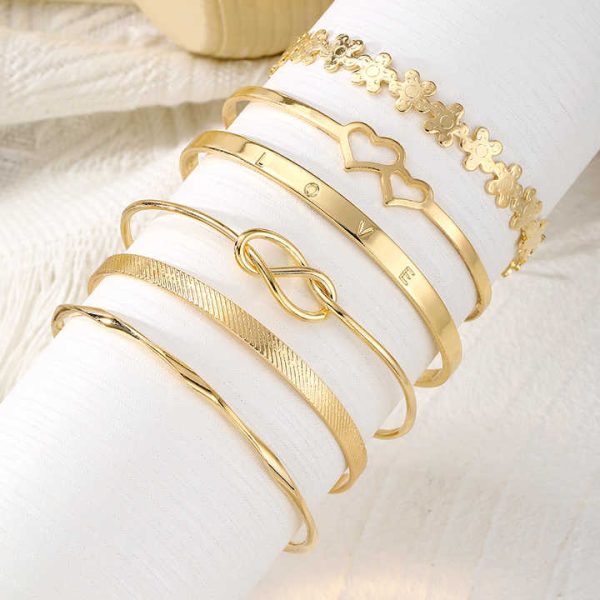 Women's Fashion Charm Bracelets Double Heart Bracelet Set with Adjustable Knot Gold Silver Plated Jewelry