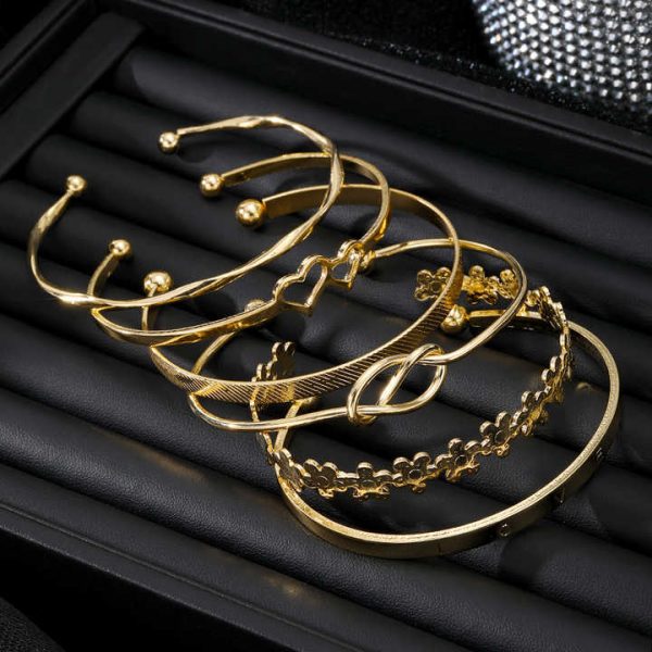 Women's Fashion Charm Bracelets Double Heart Bracelet Set with Adjustable Knot Gold Silver Plated Jewelry