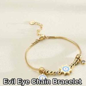 18K Gold Plated Stainless Steel Vintage Eye Charm Bracelet for Men