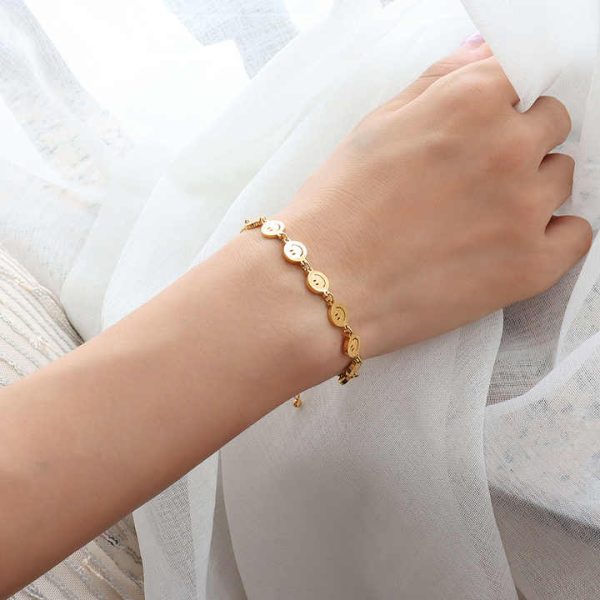 Simple Fashion Charm Bracelet for Female Students Best Friend Titanium Steel Material Smiling Face Design