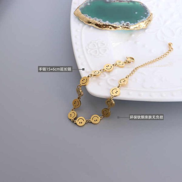 Simple Fashion Charm Bracelet for Female Students Best Friend Titanium Steel Material Smiling Face Design
