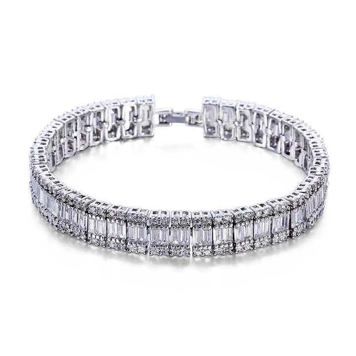 Fashion Classic Style Charms Shiny Crystal Bracelets for Women Silver Color Chain Cubic Zirconia Bracelet Jewelry Gift