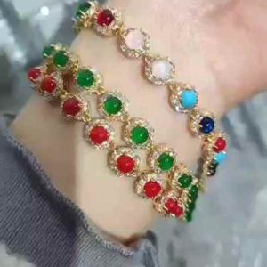 Trendy Brass Beaded Charm Bracelet for Women with 18K Gold Plating