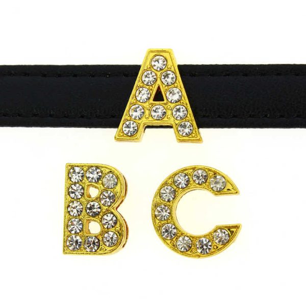 DIY Accessories 10mm Gold Alphabet A-Z Slide Letters for Pet Collar Necklace Wristband Bracelet Keychain Fashion Jewelry Making